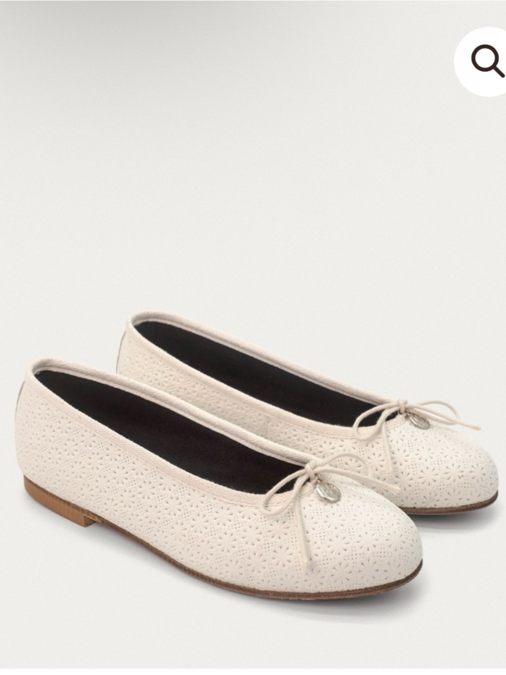 Women's Cream Laser-Cut Ballet Flats with Bow